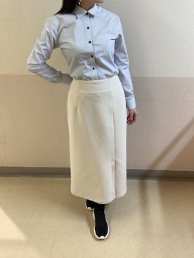 「アイテム（ビジネスシャツ）」を使った、BRICK HOUSE by Tokyo Shirts 札幌苗穂イオンモール店さん（レディース・159cm）の秋コーディネート