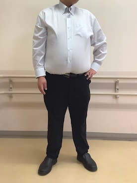 「TOKYO SHIRTS（トウキョウシャツ）の【吸水速乾】 形態安定ノンアイロン ボタンダウン 長袖ビジネスワイシャツ（大きいサイズ・長いサイズ）（ビジネスシャツ、グレー系）」を使った、BRICK HOUSE by Tokyo Shirts 札幌苗穂イオンモール店さん（レディース・160cm）の夏コーディネート
