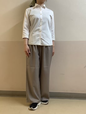 「TOKYO SHIRTS（トウキョウシャツ）の形態安定ノンアイロン ワイド 7分袖ビジネスワイシャツ（ビジネスシャツ、オレンジ系）」を使った、BRICK HOUSE by Tokyo Shirts 札幌苗穂イオンモール店さん（メンズ・170cm）の春コーディネート