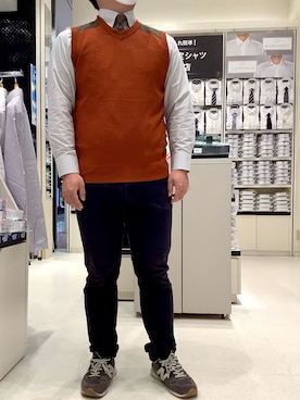 「アイテム（ビジネスシャツ）」を使った、BRICK HOUSE by Tokyo Shirts 札幌苗穂イオンモール店さん（メンズ・169cm）の秋コーディネート