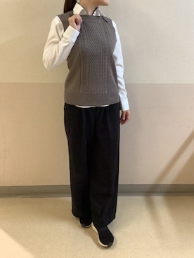 「アイテム（ビジネスシャツ）」を使った、BRICK HOUSE by Tokyo Shirts 札幌苗穂イオンモール店さん（レディース・159cm）の秋コーディネート