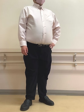「TOKYO SHIRTS（トウキョウシャツ）の形態安定ノンアイロン ボタンダウン 長袖ビジネスワイシャツ（大きいサイズ・長いサイズ）（ビジネスシャツ、ピンク系）」を使った、BRICK HOUSE by Tokyo Shirts 札幌苗穂イオンモール店さん（レディース・160cm）の春コーディネート