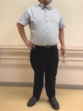「TOKYO SHIRTS（トウキョウシャツ）の【Layered Cool】【吸水速乾】 形態安定ノンアイロン ボタンダウン 半袖ビジネスワイシャツ （大きいサイズ）（ビジネスシャツ、ブルー系）」を使った、BRICK HOUSE by Tokyo Shirts 札幌苗穂イオンモール店さん（レディース・160cm）の夏コーディネート