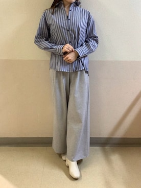 「TOKYO SHIRTS（トウキョウシャツ）の【Pitta Re:)】ふわっとガーゼシャツ ワイドシルエット 長袖 綿100% レディース カジュアルシャツ（シャツ/ブラウス、ブルー系）」を使った、BRICK HOUSE by Tokyo Shirts 札幌苗穂イオンモール店さん（メンズ・170cm）の春コーディネート