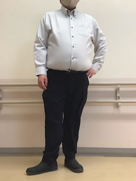 「TOKYO SHIRTS（トウキョウシャツ）の形態安定ノンアイロン ドゥエボットーニ 長袖ビジネスワイシャツ（大きいサイズ・長いサイズ）（ビジネスシャツ、グレー系）」を使った、BRICK HOUSE by Tokyo Shirts 札幌苗穂イオンモール店さん（メンズ・170cm）の春コーディネート