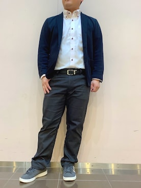 「TOKYO SHIRTS（トウキョウシャツ）の形態安定ノンアイロン ボタンダウン 長袖ビジネスワイシャツ（ビジネスシャツ、ピンク系）」を使った、BRICK HOUSE by Tokyo Shirts 札幌苗穂イオンモール店さん（メンズ・170cm）の春コーディネート