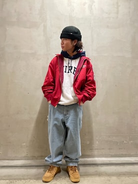 OMIYAMANさんの「ARCH LOGO COLOR HOOD PARKA / アーチ ロゴ カラー フード パーカー /」を使ったコーディネート