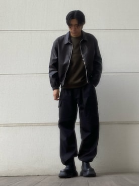 「アイテム（ライダースジャケット）」を使った、tsuyoshiさん（メンズ・176cm）の秋コーディネート