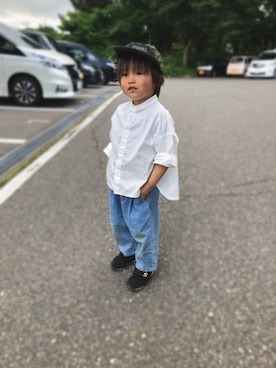 「アイテム（キャップ）」を使った、A&Kさん（キッズ・90cm）の春コーディネート