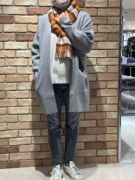「アイテム（ストール/ショール）」を使った、BRICK HOUSE シャツ工房 札幌駅エスタ店さん（レディース・162cm）の冬コーディネート