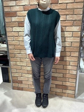 「アイテム（ビジネスシャツ）」を使った、BRICK HOUSE シャツ工房 札幌駅エスタ店さん（レディース・162cm）の冬コーディネート