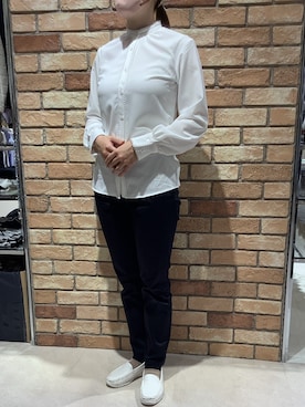 「アイテム（ビジネスシャツ）」を使った、BRICK HOUSE シャツ工房 札幌駅エスタ店さん（レディース・159cm）の冬コーディネート