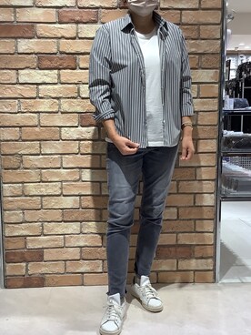 「アイテム（ビジネスシャツ）」を使った、BRICK HOUSE シャツ工房 札幌駅エスタ店さん（レディース・162cm）の冬コーディネート