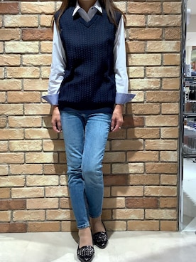「長袖シャツ」｜BRICK HOUSE シャツ工房 札幌駅エスタ店さん（レディース・160cm）の秋コーディネート