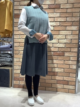 「アイテム（ビジネスシャツ）」を使った、BRICK HOUSE シャツ工房 札幌駅エスタ店さん（レディース・159cm）の冬コーディネート