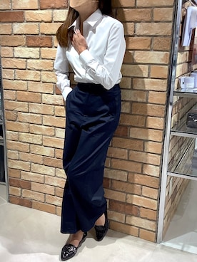 「長袖シャツ」｜BRICK HOUSE シャツ工房 札幌駅エスタ店さん（レディース・160cm）の秋コーディネート