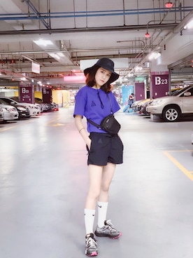 「off white」｜「アイテム（帽子）」を使った、chenassssssさん（レディース・160cm）の夏コーディネート