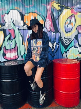 「A BATHING APE（アベイシングエイプ）のアイテム（ジャケット/アウター）」を使った、chenassssssさん（レディース・160cm）の夏コーディネート
