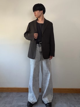 「WYM LIDNM（ウィム バイ リドム）のSilver 925 CROSS-LINK CHAIN NECKLACE（ネックレス、シルバー系）」を使った、ゆとさん（メンズ・160cm）の春コーディネート