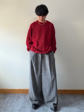 「WYM LIDNM（ウィム バイ リドム）のSilver 925 CROSS-LINK CHAIN NECKLACE（ネックレス、シルバー系）」を使った、ゆとさん（メンズ・160cm）の春コーディネート