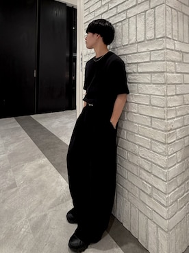 「WYM LIDNM（ウィム バイ リドム）のSilver 925 CROSS-LINK CHAIN NECKLACE（ネックレス、シルバー系）」を使った、ゆとさん（メンズ・160cm）の春コーディネート