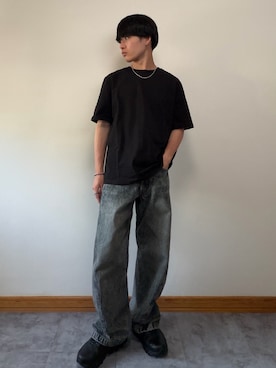 「WYM LIDNM（ウィム バイ リドム）のSilver 925 CROSS-LINK CHAIN NECKLACE（ネックレス、シルバー系）」を使った、ゆとさん（メンズ・160cm）の夏コーディネート