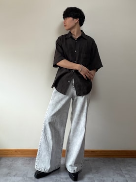 「WYM LIDNM（ウィム バイ リドム）のANCHOR TWIST SHORT NECKLACE（ネックレス、シルバー系）」を使った、ゆとさん（メンズ・160cm）の春コーディネート