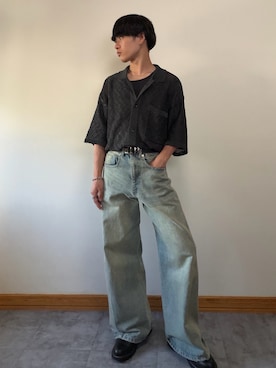 「WYM LIDNM（ウィム バイ リドム）のSilver 925 CROSS-LINK CHAIN NECKLACE（ネックレス、シルバー系）」を使った、ゆとさん（メンズ・160cm）の春コーディネート