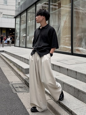 「WYM LIDNM（ウィム バイ リドム）のSilver 925 CROSS-LINK CHAIN NECKLACE（ネックレス、シルバー系）」を使った、ゆとさん（メンズ・160cm）の夏コーディネート