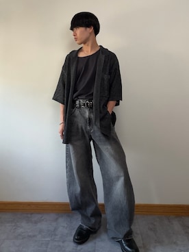 「WYM LIDNM（ウィム バイ リドム）のSilver 925 CROSS-LINK CHAIN NECKLACE（ネックレス、シルバー系）」を使った、ゆとさん（メンズ・160cm）の春コーディネート