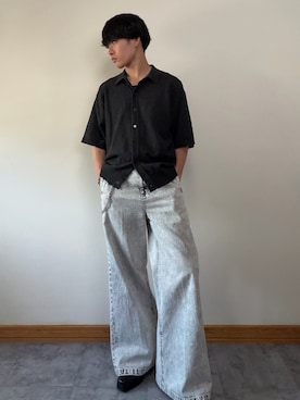 「WYM LIDNM（ウィム バイ リドム）のSilver 925 CROSS-LINK CHAIN NECKLACE（ネックレス、シルバー系）」を使った、ゆとさん（メンズ・160cm）の春コーディネート