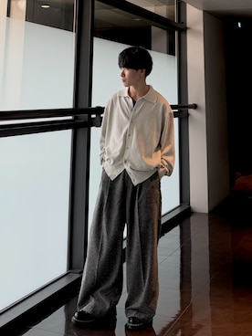 「WYM LIDNM（ウィム バイ リドム）のMVS LAYERED SLIT TANK TOP（タンクトップ、ブラック系）」を使った、ゆとさん（メンズ・160cm）の春コーディネート
