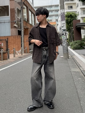 「WYM LIDNM（ウィム バイ リドム）のSilver 925 CROSS-LINK CHAIN NECKLACE（ネックレス、シルバー系）」を使った、ゆとさん（メンズ・160cm）の春コーディネート