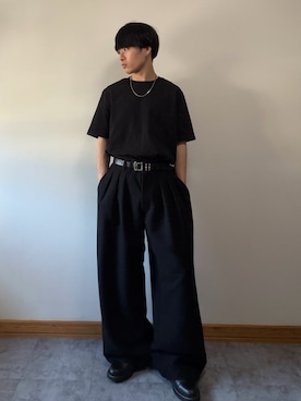 「WYM LIDNM（ウィム バイ リドム）のCOMBINATION CHAIN NECKLACE（ネックレス、シルバー系）」を使った、ゆとさん（メンズ・160cm）の春コーディネート