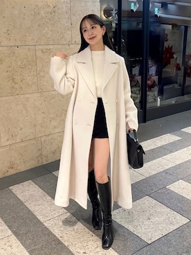 「アイテム（ステンカラーコート）」を使った、natsukiさん（レディース・154cm・20代）の冬コーディネート