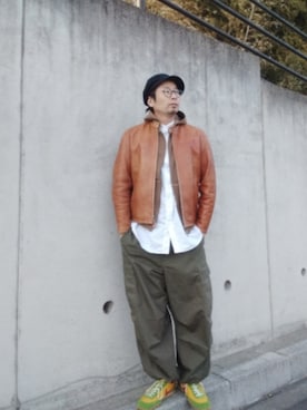 「schott（ショット）のアイテム」を使った、ひこたさん（メンズ・179cm）の冬コーディネート