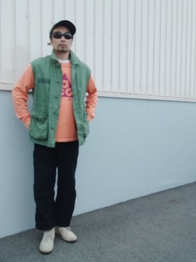 「アイテム（ベスト）」を使った、ひこたさん（メンズ・179cm）の秋コーディネート
