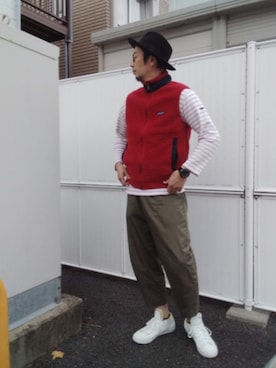 「アイテム（ベスト）」を使った、ひこたさん（メンズ・179cm）の秋コーディネート