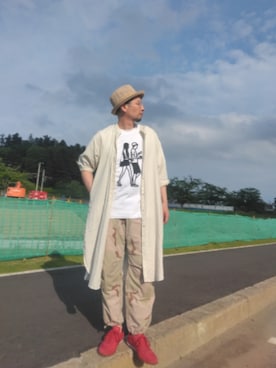「US ARMYのUS ARMYデザートカモカーゴパンツ（カーゴパンツ、その他）」を使った、ひこたさん（メンズ・179cm）の春コーディネート
