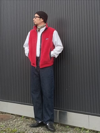 「patagonia（パタゴニア）の90sレトロXベスト（ベスト）」を使った、ひこたさん（メンズ・179cm）の秋コーディネート