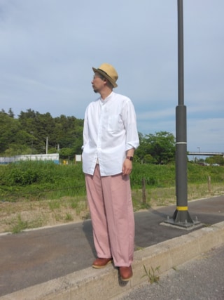 「古着のアイテム(スラックス)」を使った、ひこたさん(メンズ・179cm)の夏コーディネート