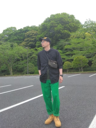 「ASICS（アシックス）の古着　ASICSジャージ（その他パンツ）」を使った、ひこたさん（メンズ・179cm）の春コーディネート