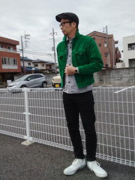「アイテム（キャスケット）」を使った、ひこたさん（メンズ・179cm）の秋コーディネート