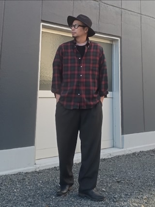 「古着の古着B.Dチェックシャツ(シャツ/ブラウス)」を使った、ひこたさん(メンズ・179cm)の秋コーディネート