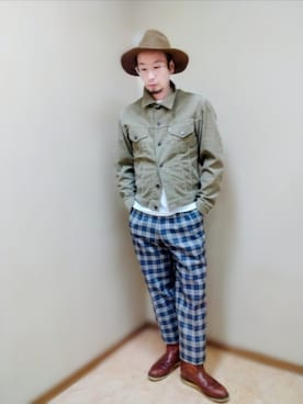 「アイテム（スラックス）」を使った、ひこたさん（メンズ・179cm）の秋コーディネート