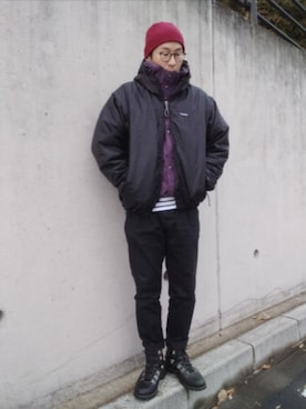 「アイテム（チノパンツ）」を使った、ひこたさん（メンズ・179cm）の冬コーディネート