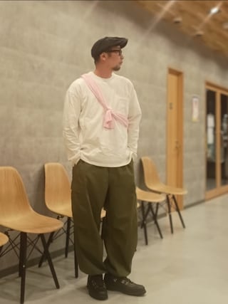 「Goodwear(グッドウェア)の【75】【Goodwear/グッドウェア】 ヘビーウェイト USAコットン 無地ポケット長袖Tシャツ/ロンT/レギュラーシルエット(Tシャツ/カットソー)」を使った、ひこたさん(メンズ・179cm)の秋コーディネート