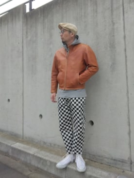 「CA4LA（カシラ）のアイテム（帽子）」を使った、ひこたさん（メンズ・179cm）の春コーディネート