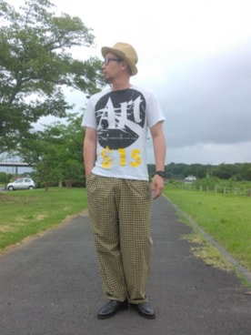 「GRENSON（グレンソン）のアイテム（ローファー、ブラック系）」を使った、ひこたさん（メンズ・179cm）の夏コーディネート
