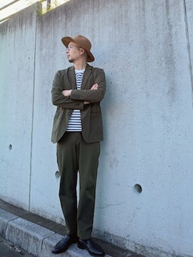 「GRENSON（グレンソン）のアイテム（ローファー、ブラック系）」を使った、ひこたさん（メンズ・179cm）の秋コーディネート